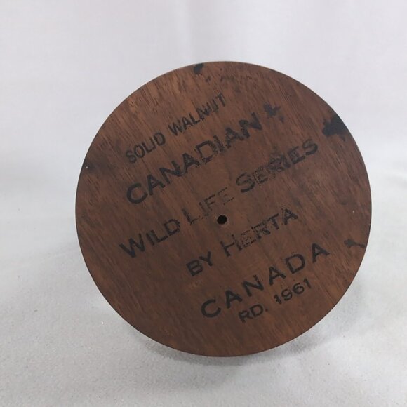 Herta Wildlife Series Canadian Solid Walnut Deer Figure Statue Doe Wood Ceramic - Picture 6 of 12